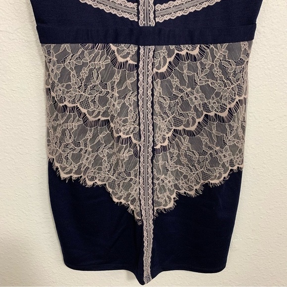 Maurice’s Classic Navy Sheath Dress With Lace Overlay Size M - Picture 9 of 10